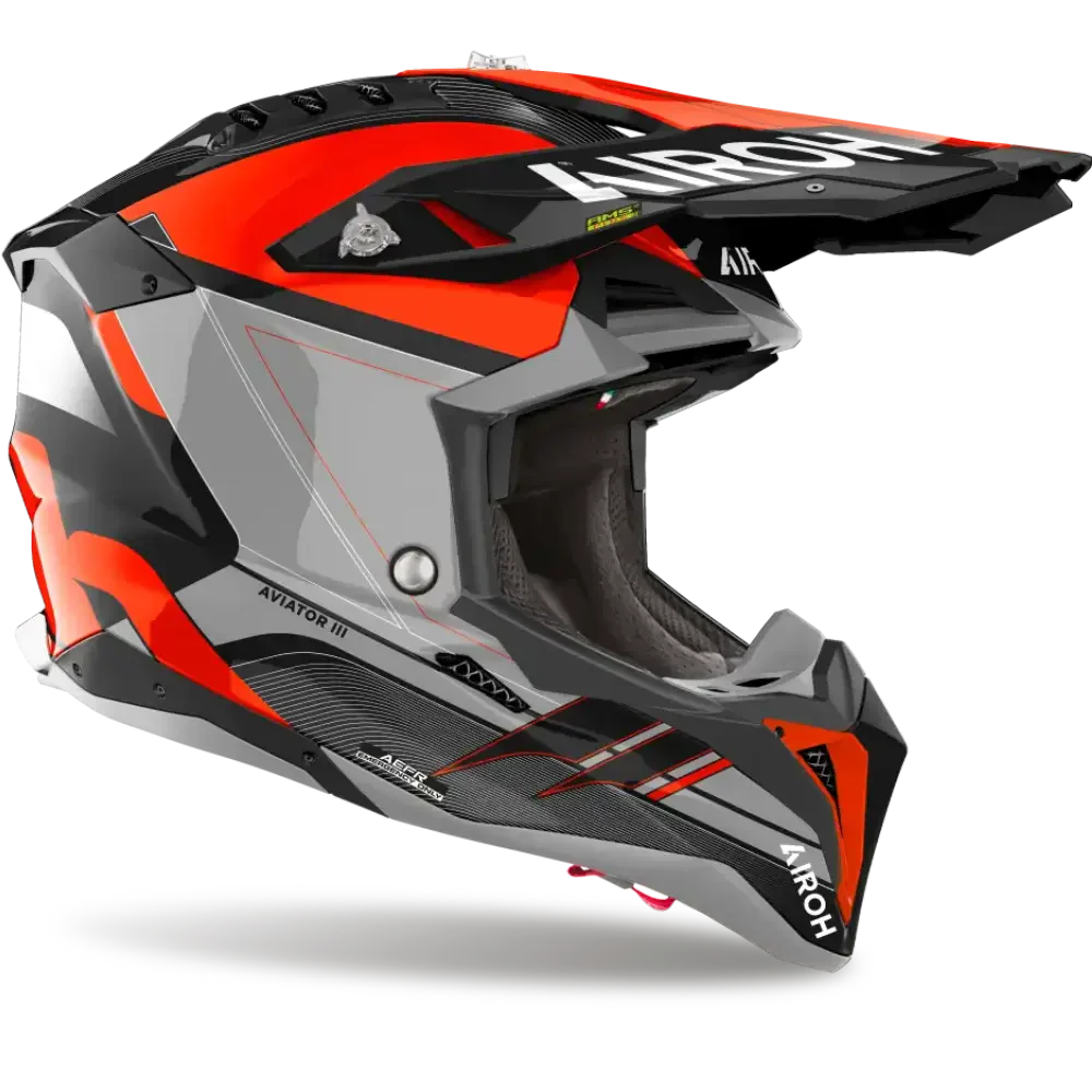 AIROH AVIATOR 3 SABER HELMET - GLOSS GREY/ORANGE - Image 3