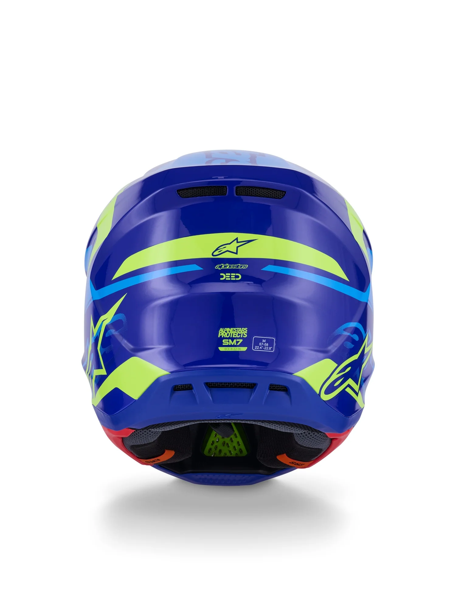 ALPINESTARS 2026 S-M7 DEED HELMET - BLUE YELLOW FLUO GLOSSY - Image 3