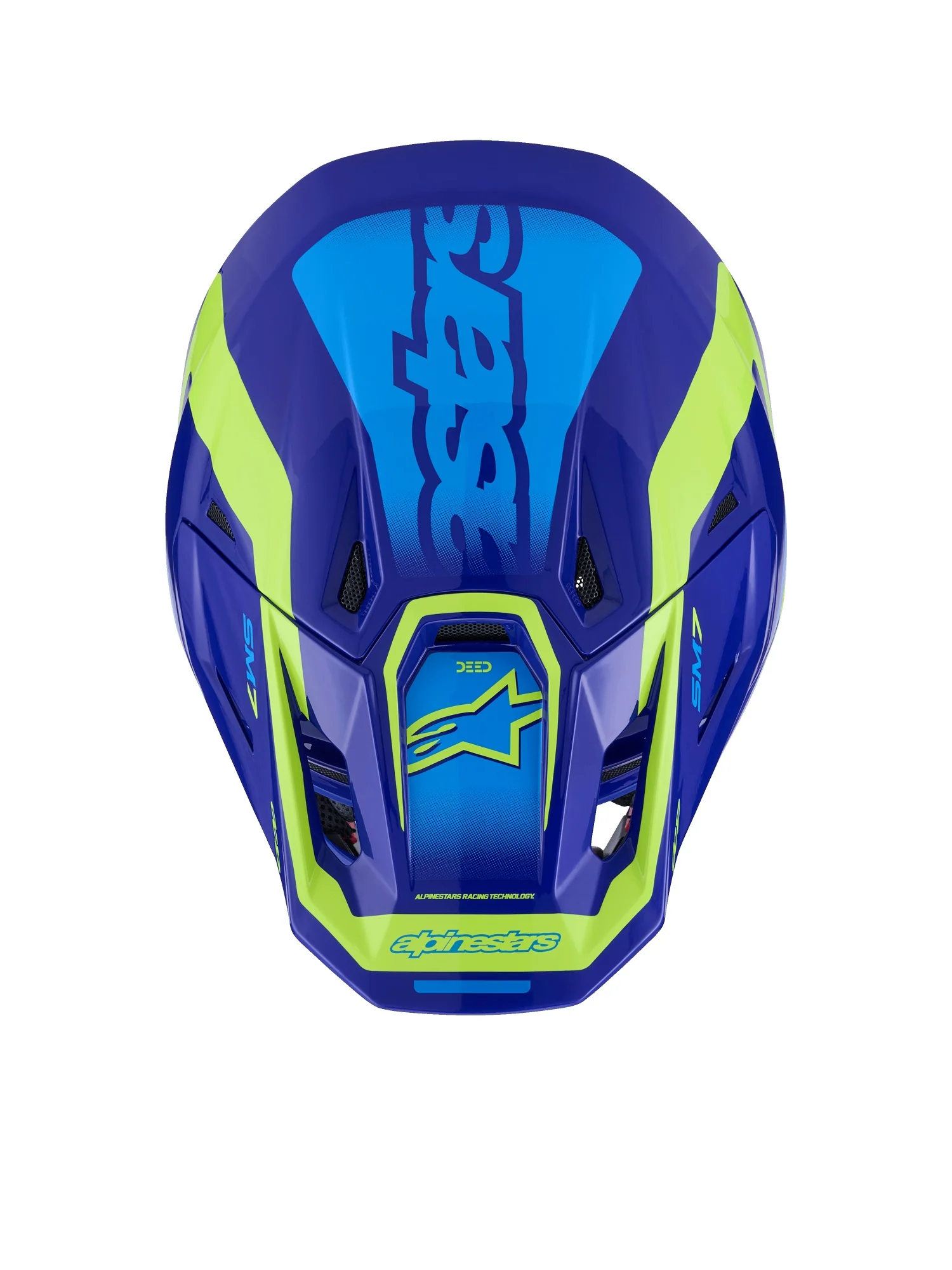 ALPINESTARS 2026 S-M7 DEED HELMET - BLUE YELLOW FLUO GLOSSY - Image 4