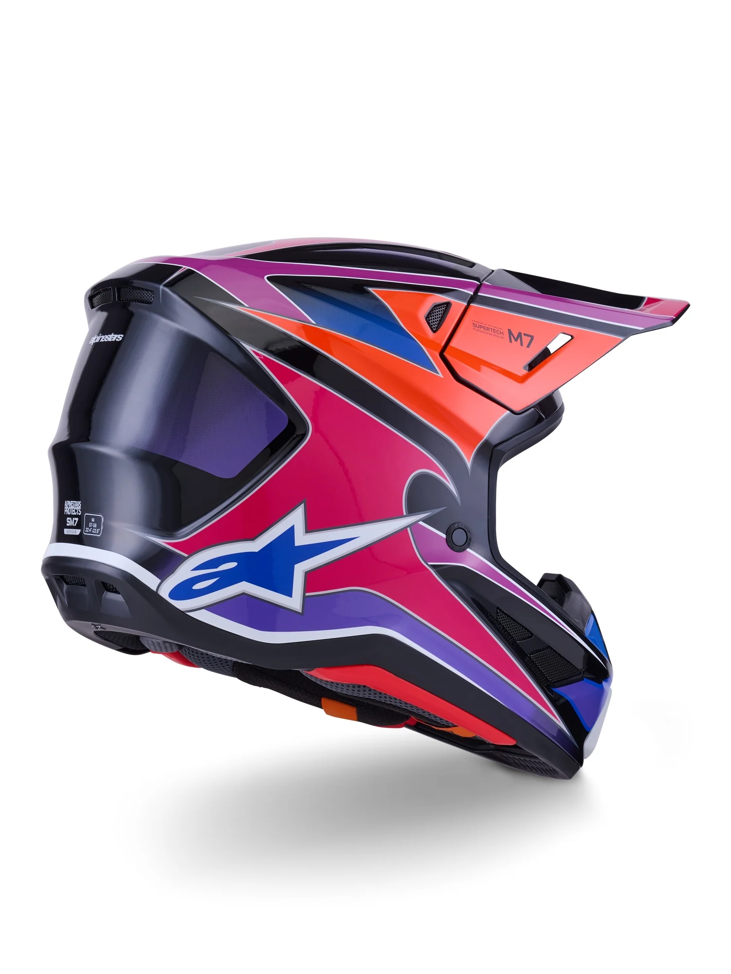 ALPINESTARS 2026 S-M7 FUSE HELMET - BLUE PURPLE PINK GLOSSY - Image 2