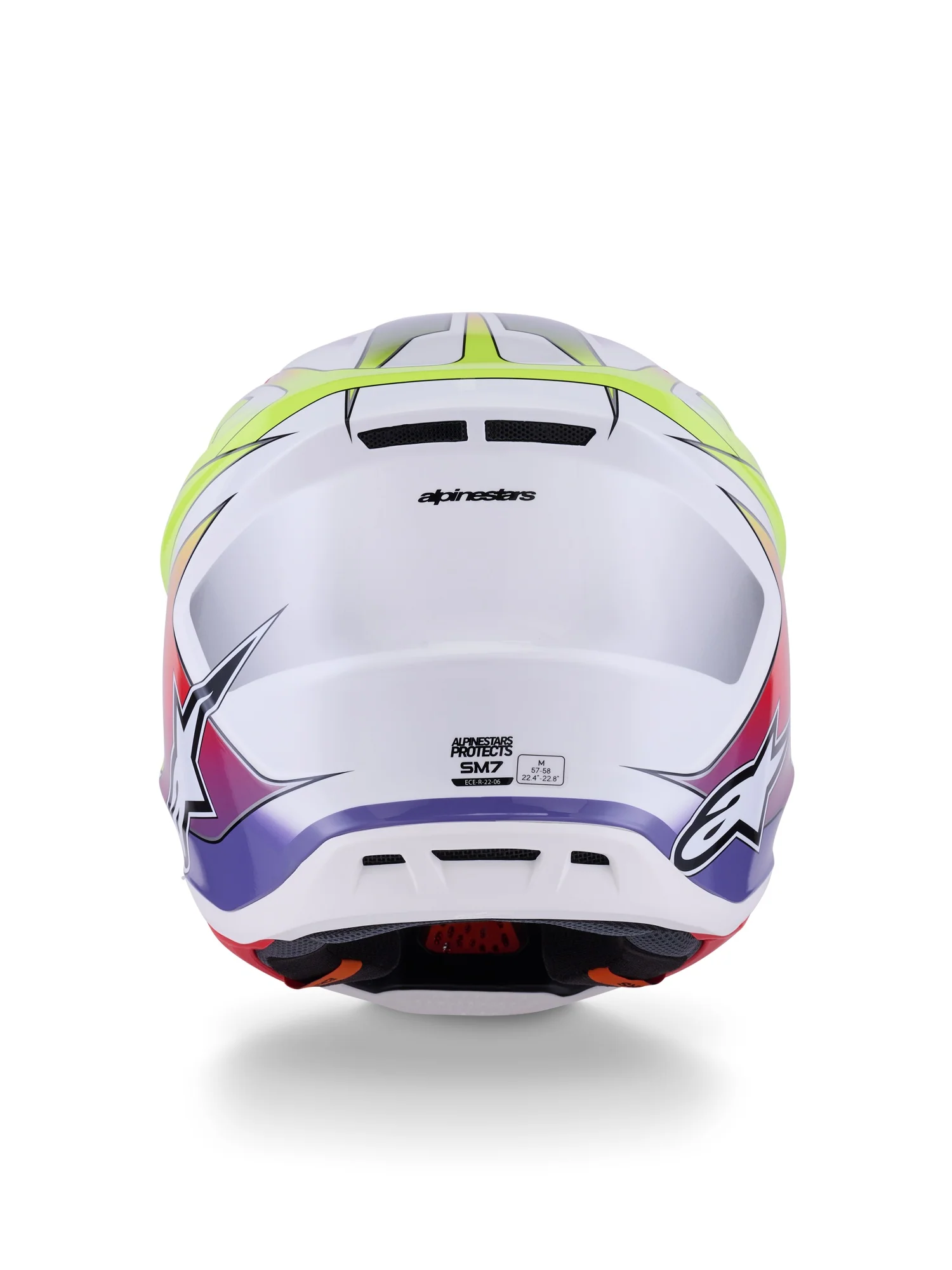 ALPINESTARS 2026 S-M7 FUSE HELMET - WHITE YELLOW FLUO PURPLE GLOSSY - Image 4