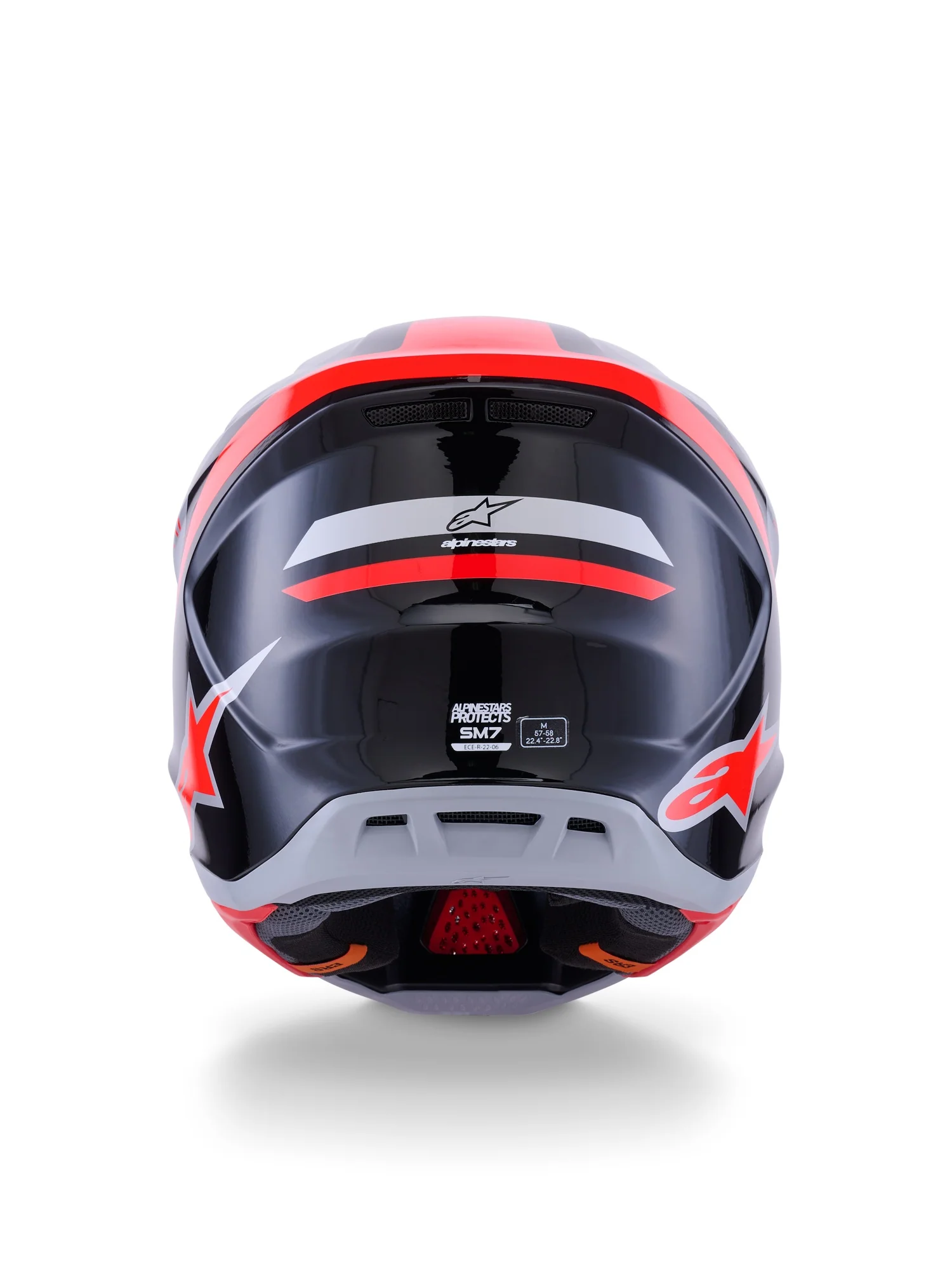 ALPINESTARS 2026 S-M7 RISE HELMET - BLACK SILVER RED FLUO GLOSSY - Image 3