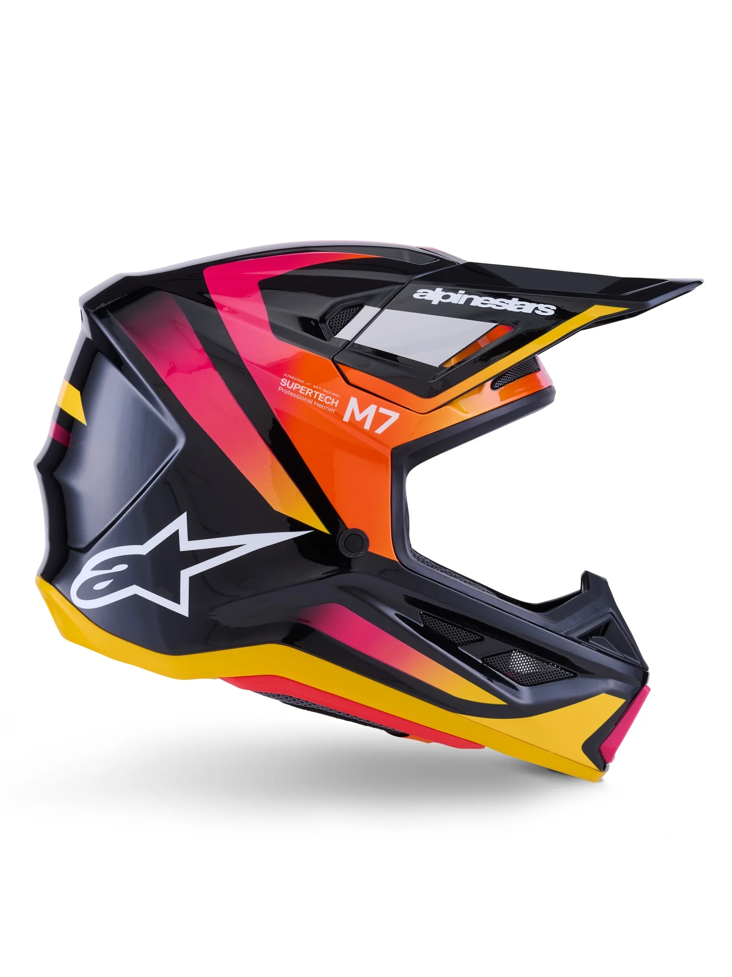 ALPINESTARS 2026 S-M7 RISE HELMET - BLACK YELLOW PINK GLOSSY - Image 3