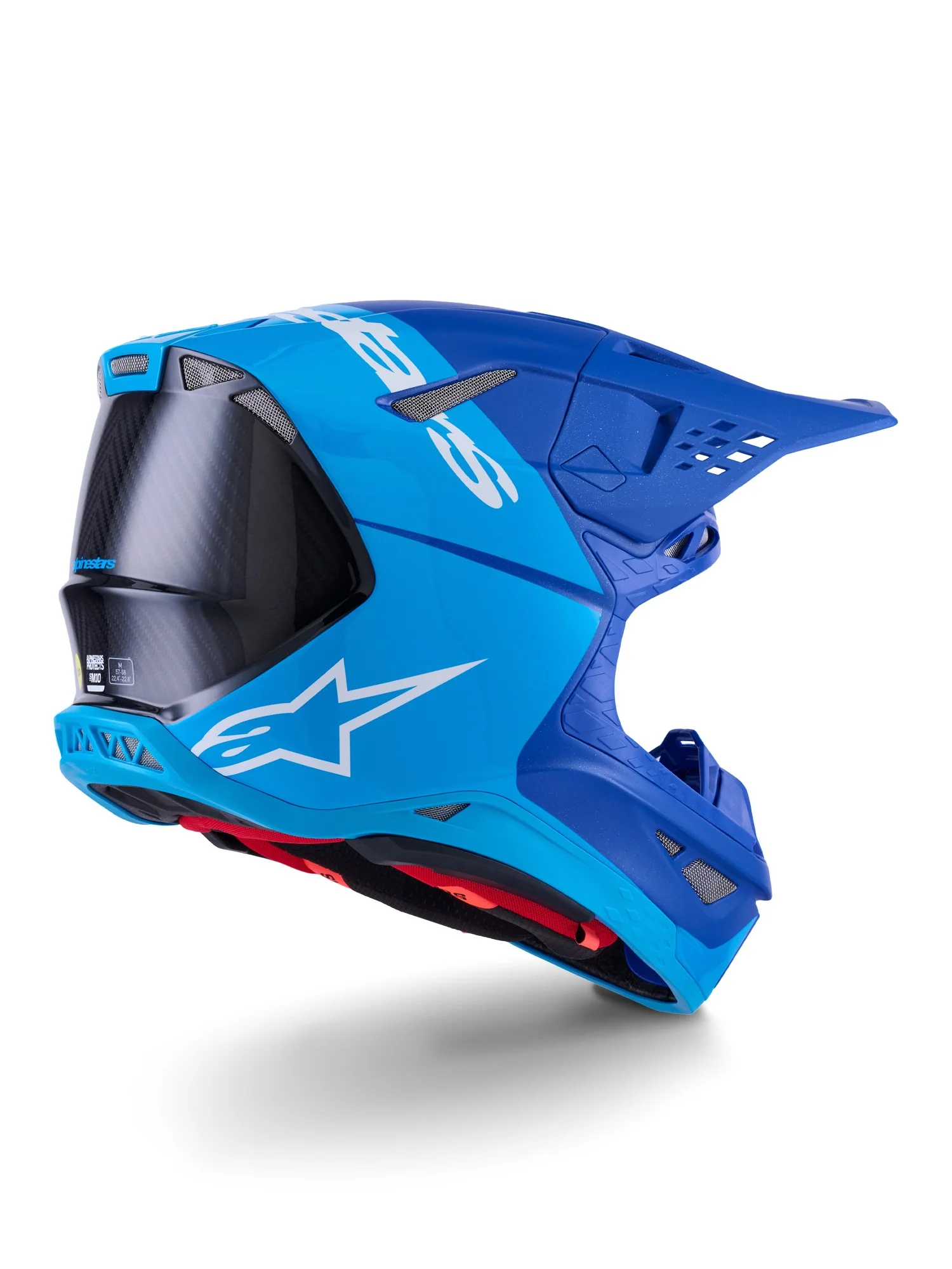 ALPINESTARS 2026 SUPERTECH S-M10 FLOOD HELMET - MET BLUE MED BLUE BLACK CARBON M&G - Image 2
