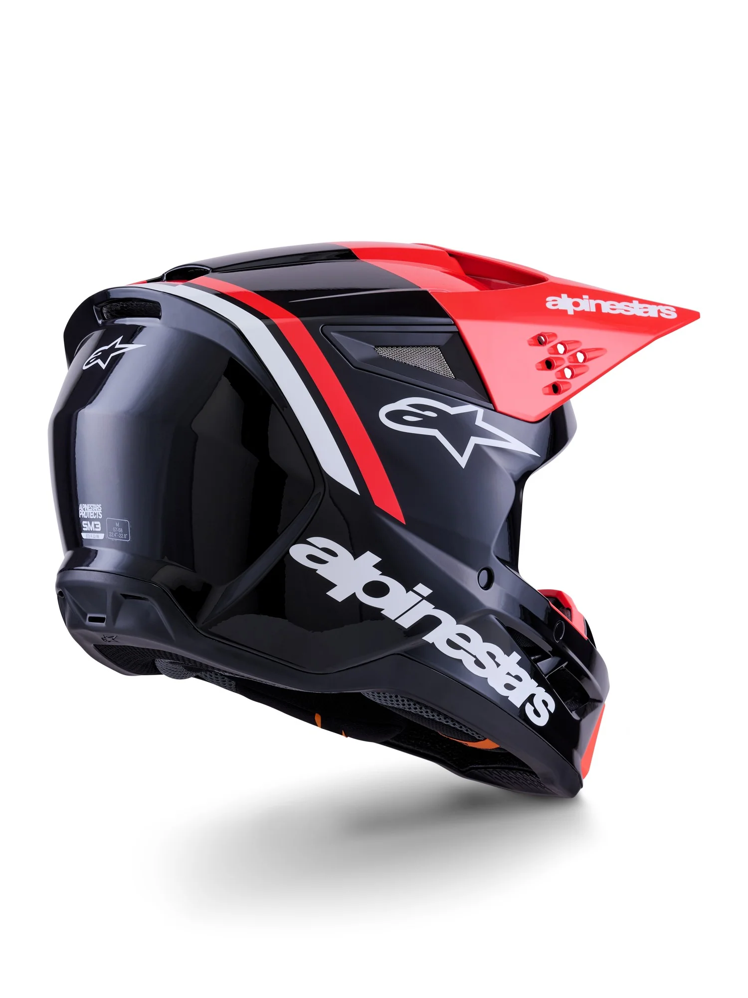 ALPINESTARS 2026 SM3 RADIUM HELMET - BLACK FLURO RED WHITE GLOSSY - Image 2