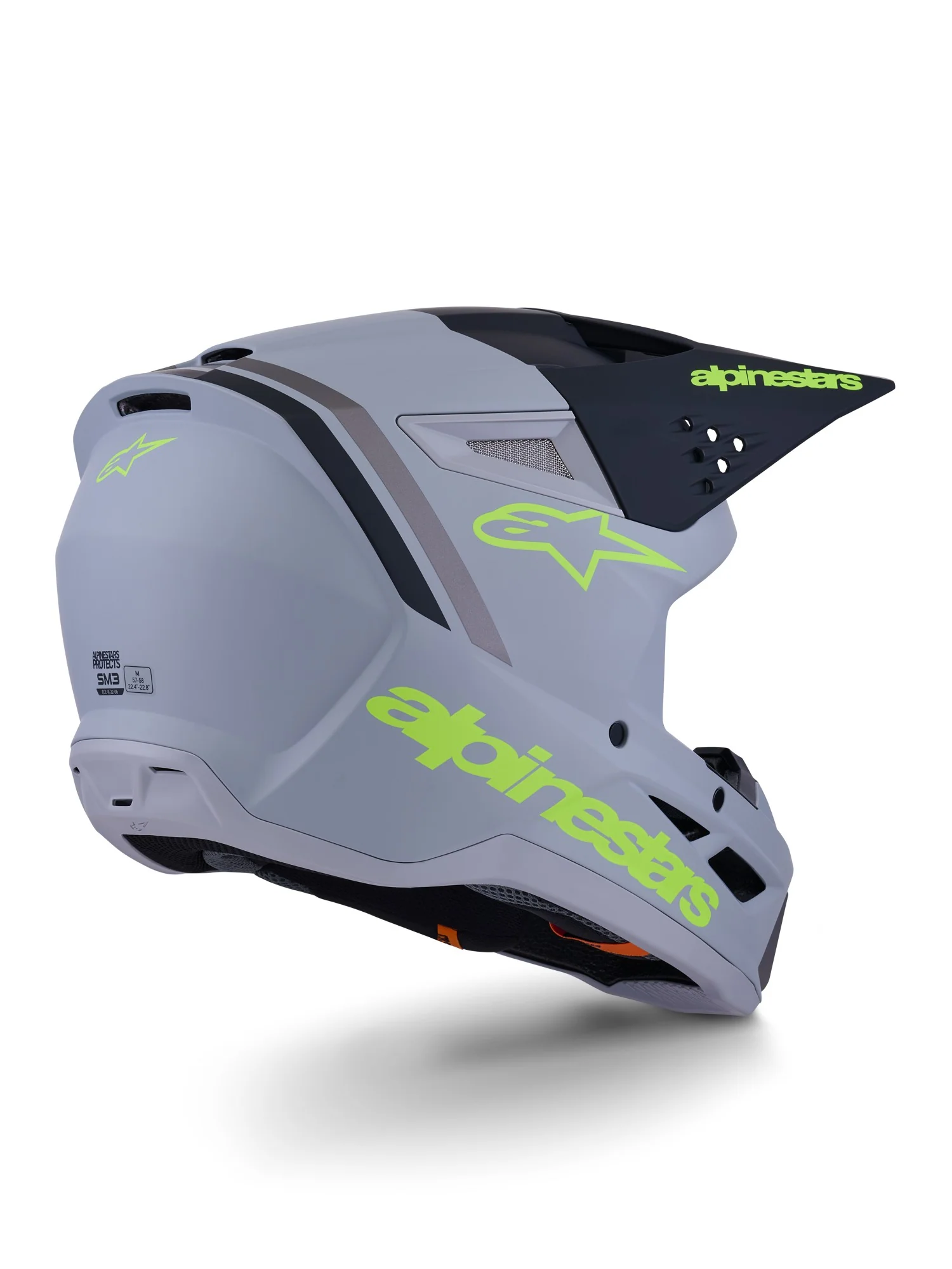 ALPINESTARS 2026 SM3 RADIUM HELMET - GREY BLACK YELLOW FLUO MATT - Image 2