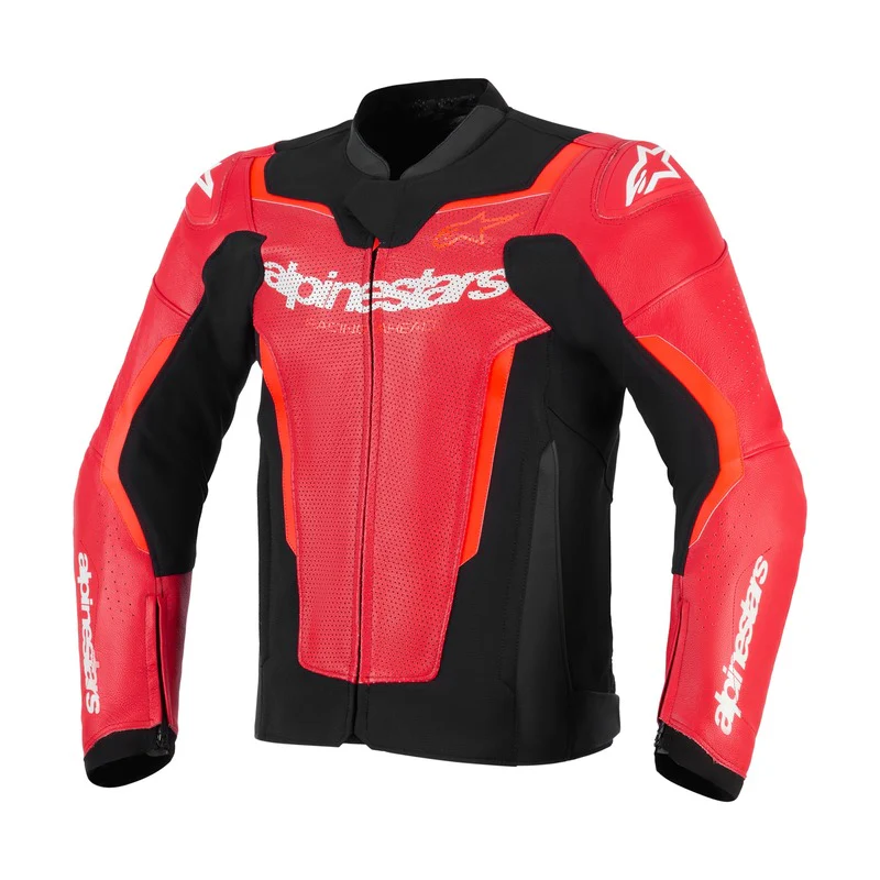ALPINESTARS GP FORCE V2 LEATHER AIR JACKET - RED FLURO RED