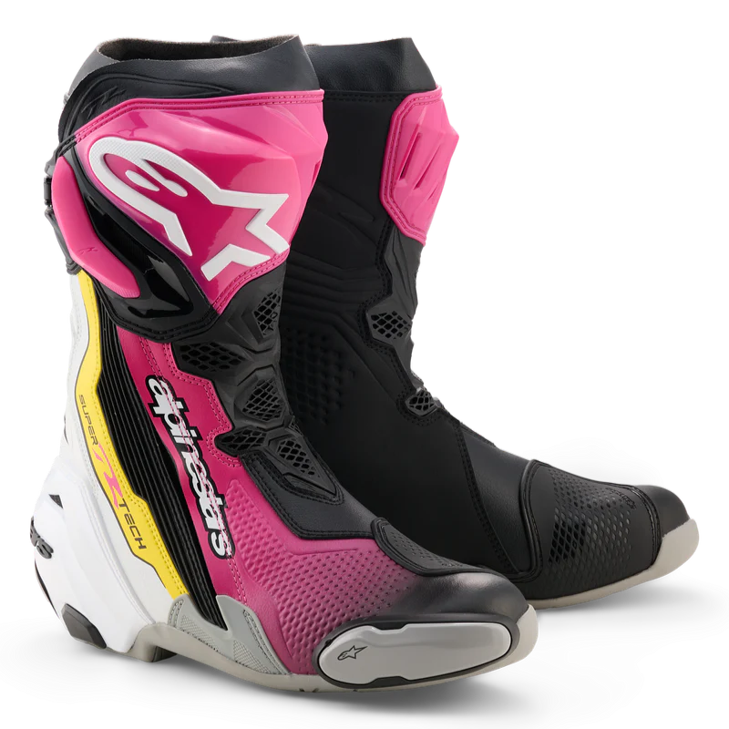 Alpinestars Supertech R V2 Boots - Black Magenta White Yellow