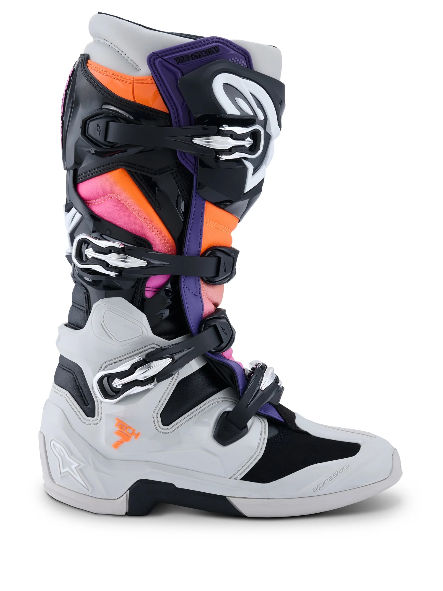 ALPINESTARS TECH 7 BOOTS - BLACK LIGHT GREY ORANGE FLUO MAGENTA - Image 2