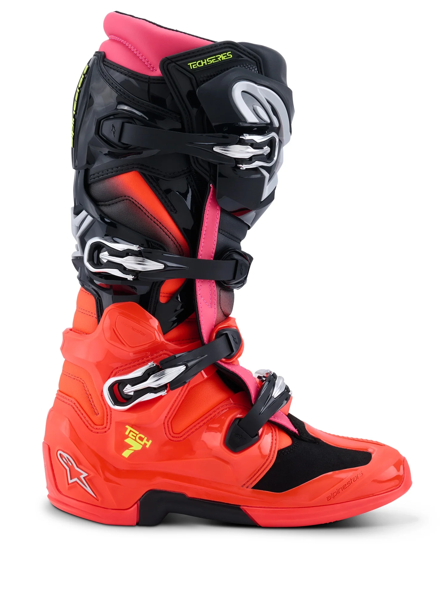 ALPINESTARS TECH 7 BOOTS - BLACK RED FLUO PINK FLUO - Image 2