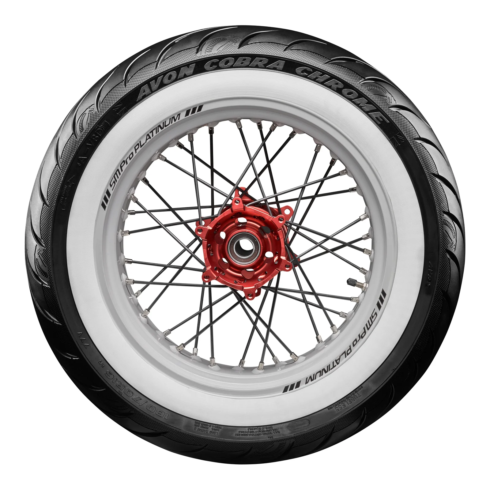 Avon Cobra Chrome 140/90B16 White Wall Rear Tyre (77H Rating) AV92 - Image 2
