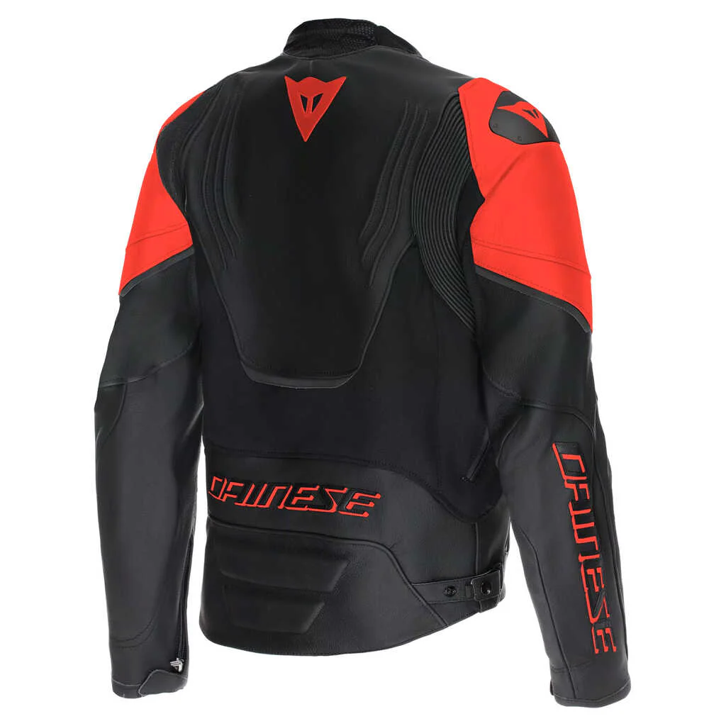DAINESE RACING 5 PERFORATED LEATHER JACKET - BLACK/BLACK/RED-FLUO - Image 2