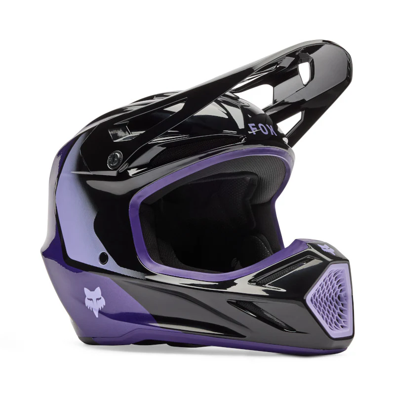 FOX 2026 YOUTH V3 SPIRE HELMET - BLACK/PURPLE