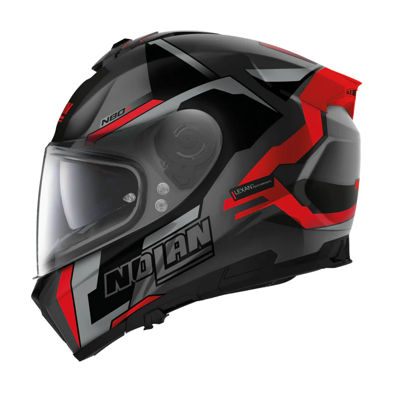NOLAN N80-8 WANTED HELMET - FLAT GREY/BLACK/RED - Image 2