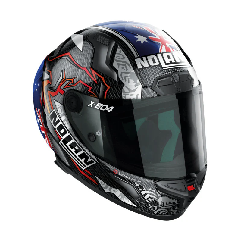 NOLAN X-804 RS STONER HELMET - CARBON BLUE/WHITE RED - Image 2