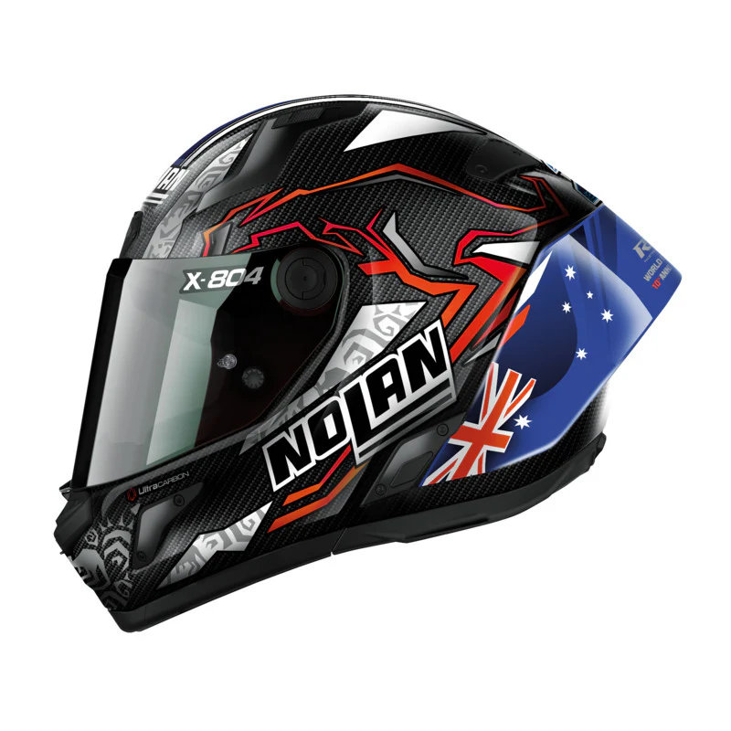 NOLAN X-804 RS STONER HELMET - CARBON BLUE/WHITE RED - Image 3