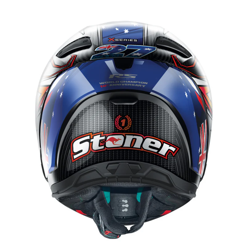 NOLAN X-804 RS STONER HELMET - CARBON BLUE/WHITE RED - Image 4