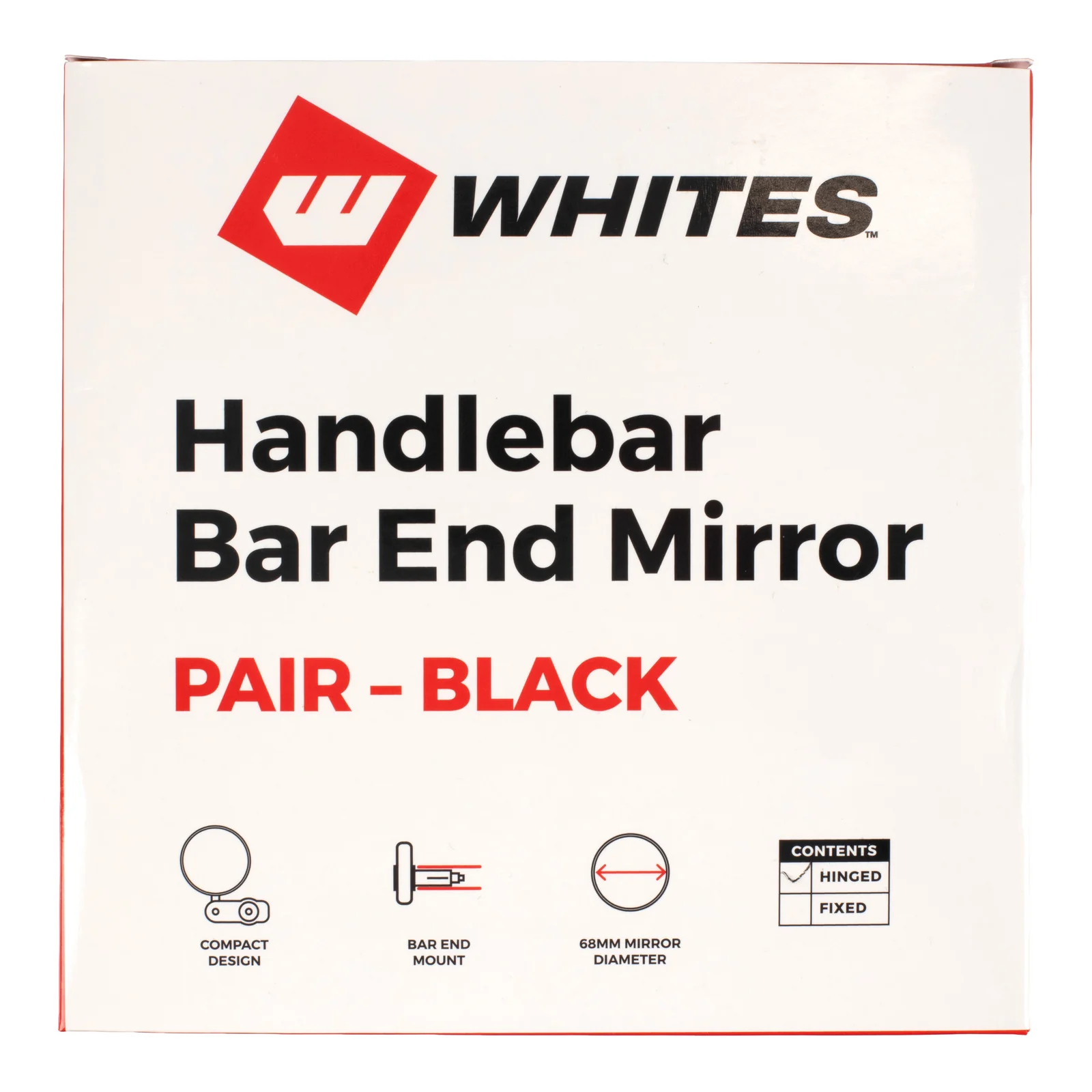 Whites Handlebar Bar End Mirrors Pair - Hinged - Black - Image 3